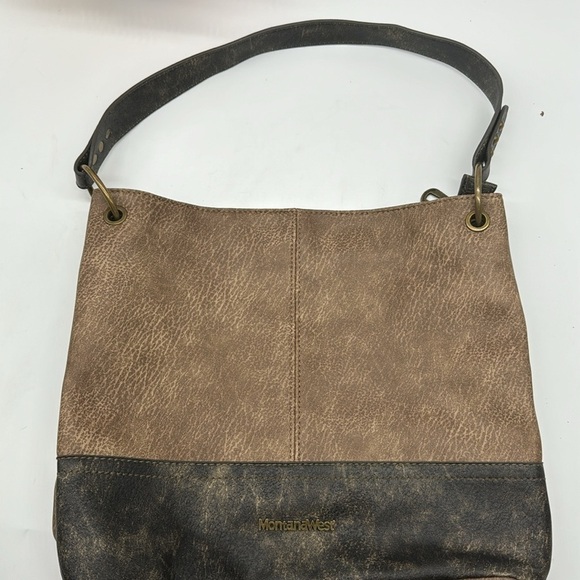 Montana West Two Tone Brown Shoulder Bag BRN6020C - Picture 3 of 16